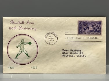 1939 Commemorative 100 Years of Baseball First Day Cover