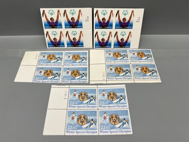 Lot of (5) Vintage Special Olympics Stamp Plate Blocks