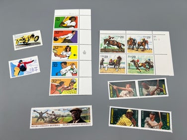 Lot of Assorted Vintage Sports Stamps - Ted Williams, Joe DiMaggio, Larry Doby, Rube Foster