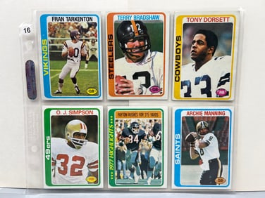 Lot of (6) 1978 Topps Football Star Player Cards W/ Tony Dorsett RC - Varying Conditions