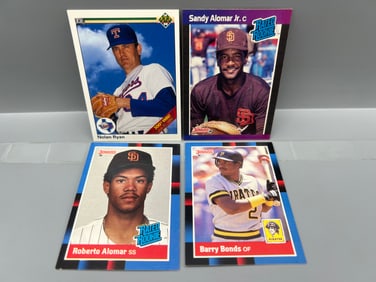 Lot of (4) 1980s & 90s Baseball Star Player Cards - Varying Conditions