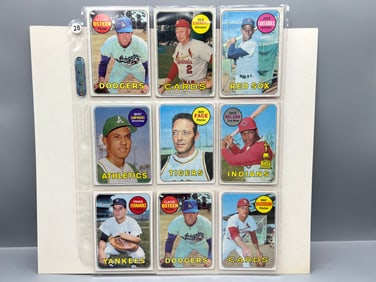 Lot of (9) 1969 Topps Baseball Cards - Varying Conditions