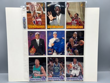 Lot of (9) Basketball Star Player Rookie Cards - Kevin Garnett, Jason Kidd, Grant Hill
