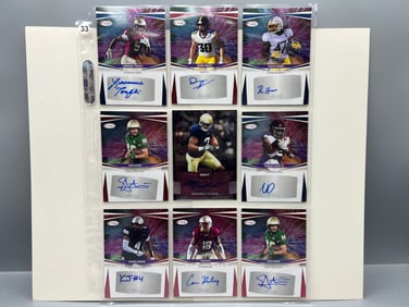 Lot of (9) Sage & Leaf Draft Football Rookie Auto Cards