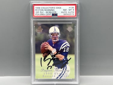 1998 Collector's Edge 1st Place Peyton Manning Signed RC #135 PSA NM-MT 8 W/ Authentic Auto Grade