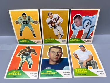 Lot of (6) 1960 Fleer Football Cards - Varying Conditions