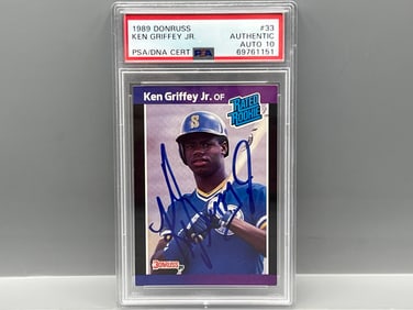 1989 Donruss Ken Griffey Jr. In Person Autographed RC #33 PSA Authentic W/ 10 Auto Grade