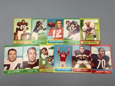 Lot of (11) 1963 Topps Football Cards - Varying Conditions