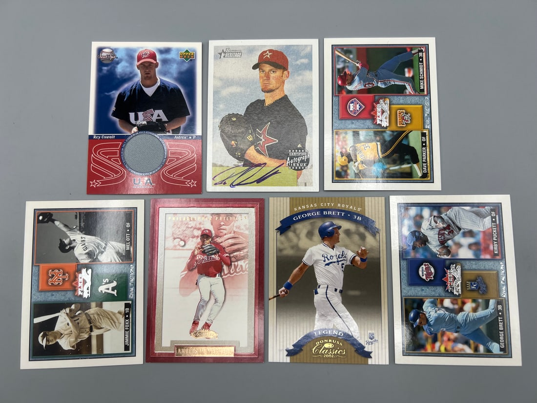 Lot of (7) Assorted Baseball Cards W/ Autos, Relics, & Numbered Cards - Roy Oswalt Auto (1 of 2)