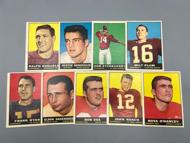 Lot of (9) 1961 Topps Football Cards - Varying Conditions