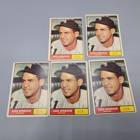 (5) 1961 Topps Luis Aparicio #440 Cards - HOF - No Creases