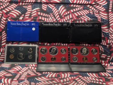 3 - U.S. Proof Sets, 1972-S, 1973-S, 1974-S