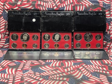 3 - U.S. Proof Sets, 1977-S, 1978-S, 1979-S
