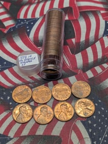 Tube of (50) 1973-P Lincoln Memorial Cents w/ States Stamped on Coin