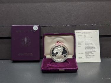 1987-S Proof American Silver Eagle Coin In OGP w/COA -. 999 Fine Silver One Troy Ounce
