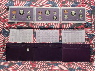 3 - U.S, Proof Sets, 1986-S, 1987-S, 1988-S