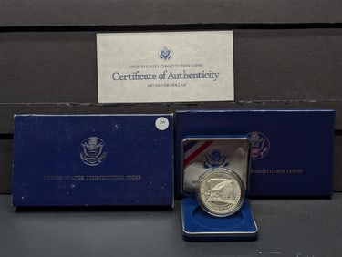 1987-S U.S. Constitution Silver Dollar In OGP w/COA - 90% Silver