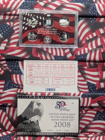 2008-S U.S. 50 State Quarters SILVER Proof Set In OGP w/COA