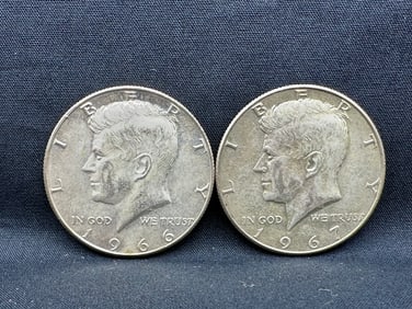 1966 & 1967 40% Silver Kennedy Half Dollars
