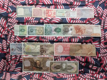Assortment Of Foreign 18 Different Banknotes From 18 Different Countries.