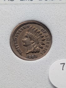 1863 Indian Head Cent, Full Liberty, AU Like Details