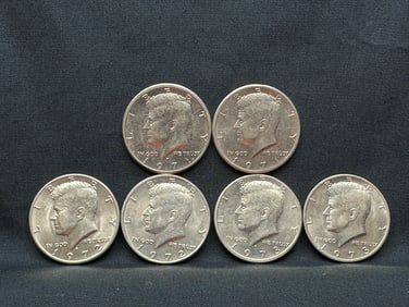 Lot of 6 Kennedy Half Dollars - 1971 P&D, 1972 P&D, 1973 P&D