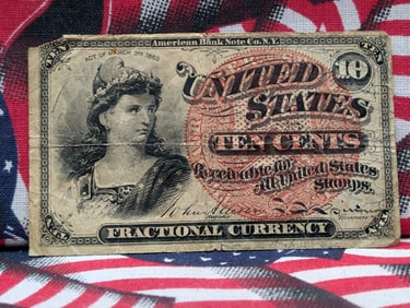 Act of March 3rd, 1863, Ten Cents Fractional Currency Bank Note. Bust Of Miss Liberty.