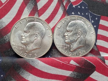 Lot of (2) 1973-S 40% Silver Uncirculated Eisenhower Dollars
