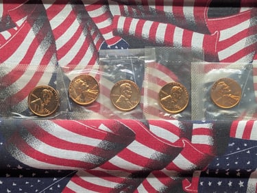 1958 Wheat, 1959, 1960, 1961, & 1962 Memorial Cents from Proof Sets