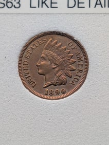 1890 Indian Head Cent, Full Liberty, 4 Diamonds, MS63 Like Details