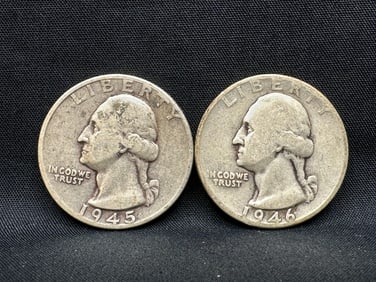 1945 and 1946 90% Silver Washington Quarters