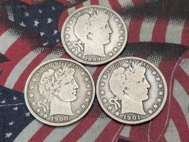 1899-O 1900-O 1901-O U.S. Barber Half Dollars