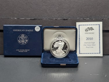 2010-W Proof American Silver Eagle Proof Coin In OGP w/COA - .999 Fine Silver One Troy Ounce