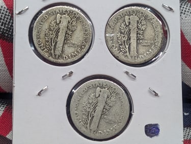 1918 P,D,S Silver Mercury Dimes - Better Teen Dates! - Complete Year Set!