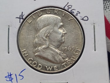 1963-D Silver Franklin Half Dollar - Last Year! - Great Details!