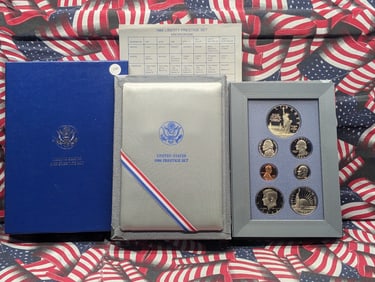 1986-S United States Prestige Proof Set, 90% Silver Dollar, Clad Half Dollar