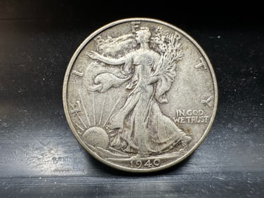 1940 Walking Liberty Half Dollar Coin, 90% Silver