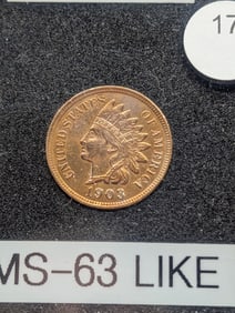 1903 Indian Head Cent, Full Liberty, 4 Diamonds, MS-63 Like Details