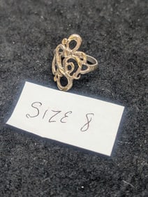 Woman's Contemporary Design Sterling Silver Size 8 Ring, Marked .925 ISC. Weighs 0.12 Toz (3.6