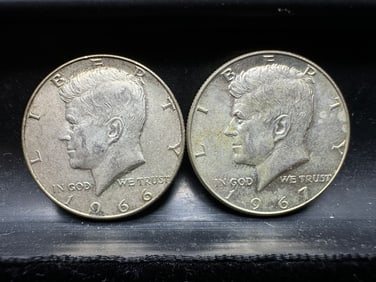 1966 & 1967 Kennedy 40% Silver Half Dollar Coins