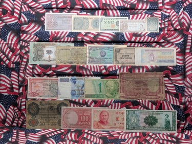 Assortment Of Foreign 18 Different Banknotes From 18 Different Countries.