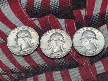 (1) 1964 & (2) 1964-D 90% Silver Washington Quarters