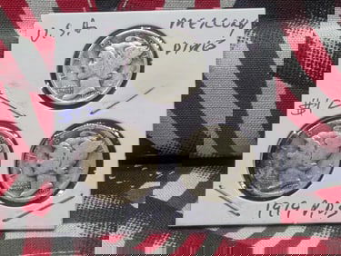 1919 P,D,S Silver Mercury Dimes - Better Teen Dates! - Complete Year Set!