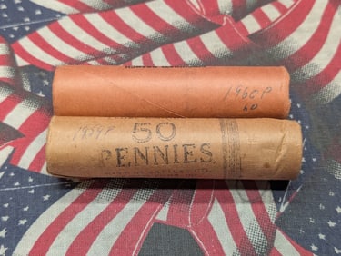 1959-P & 1960-P Brilliant Uncirculated Unopened Lincoln Head Cent Rolls. 2 Rolls.