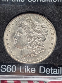 1886-O Morgan, VERY,VERY RARE in this Condition, MS-60 Like Details