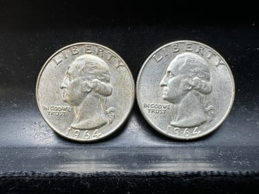 1964-D Washington 90% Silver Quarter Lot of 2