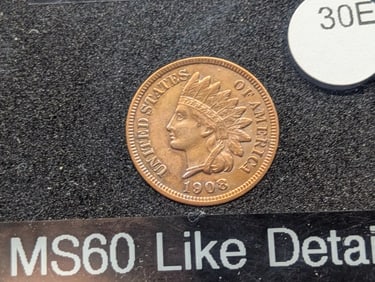 1908 Indian Head Cent, Full Liberty, 3 Diamonds, MS-60 Like Details