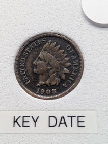 1908-S Indian Head Cent, KEY DATE, VG Like Details