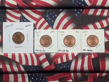 (4) Lincoln Cents 1975-P, 2014-D, 2016-D, 2017-D All BU