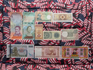 10 Foreign Crisp/Unc, Notes, Great Art